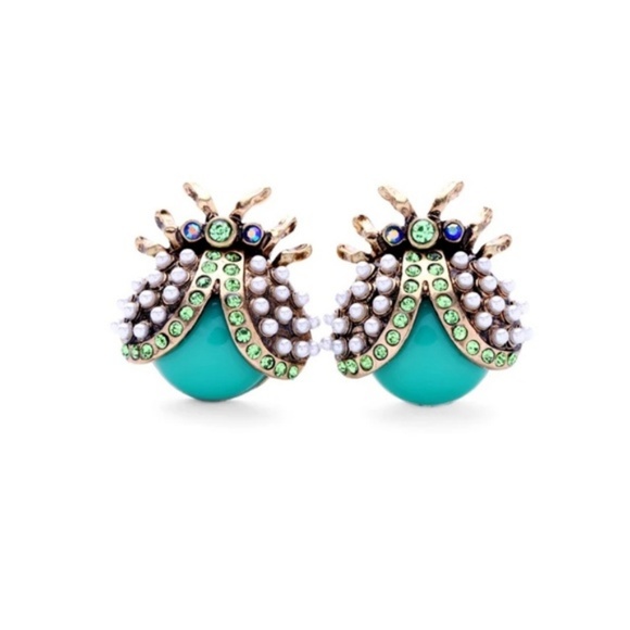 Jewelry - Pearl & Crystal Decorated Bug Earrings